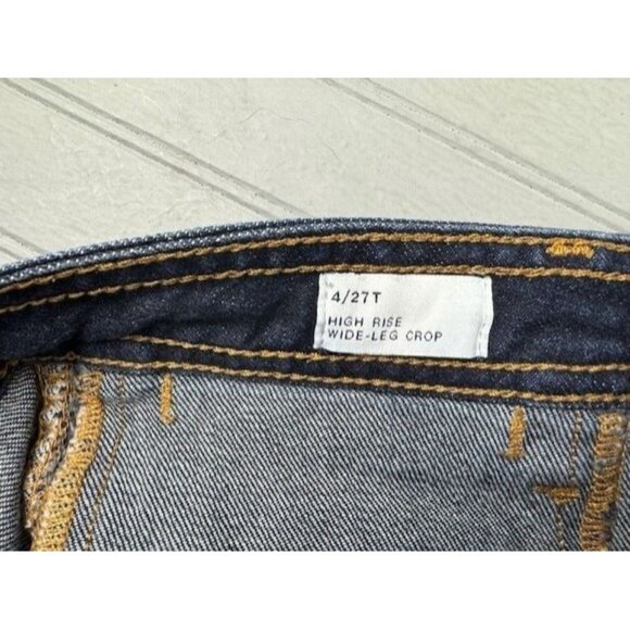 Gap Size 4 27T Tall High Rise Wide Leg Crop Womens Jeans Raw Hem Stretch - Picture 2 of 5